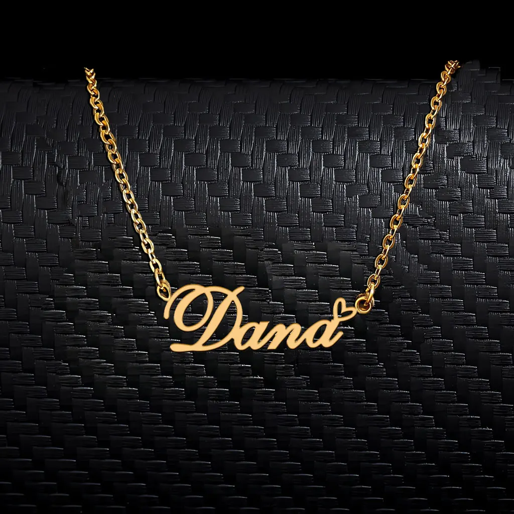 

AOLOSHOW Dana with Heart Gold Plated Name Necklace for Women Stainless Steel Pendant Jewelry Gift for Mother's Day