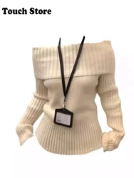 Winter Women Shoujo Girl Long Sleeve Slash Neck Sweater Cuddly Knitwear 2000s Jumper Korean Fashion Solid Color Jerseys Pullover