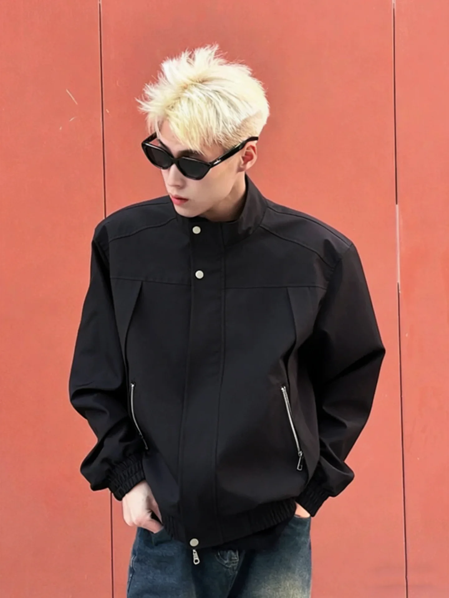 

Мужская летная куртка Bla Stand Collar Flight Jaet, весна 2026, с эффектом высокой визуальной привлекательности, в американском стиле, с элементами пэчворка, верхняя одежда