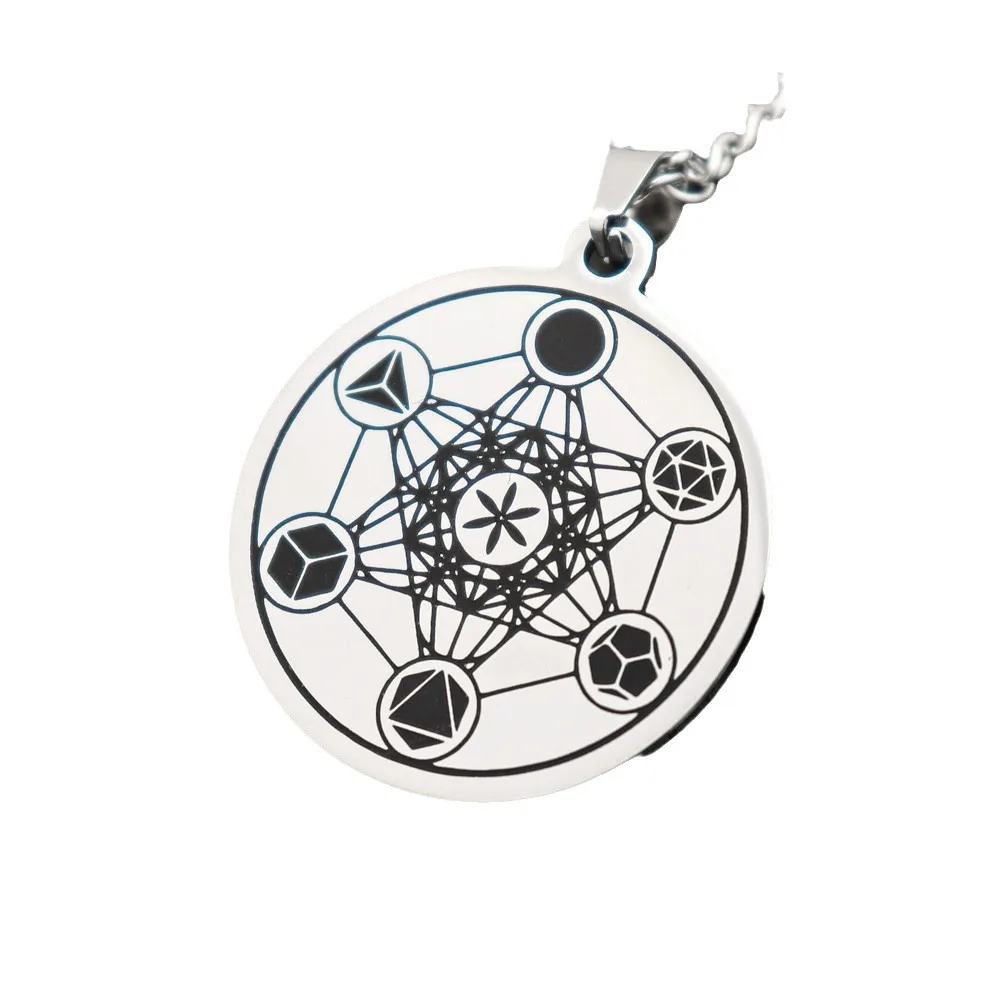 

Kitykiss Stainless Steel Flower of Life Metatron Necklace Titanium Steel Pendant Personalized Jewelry