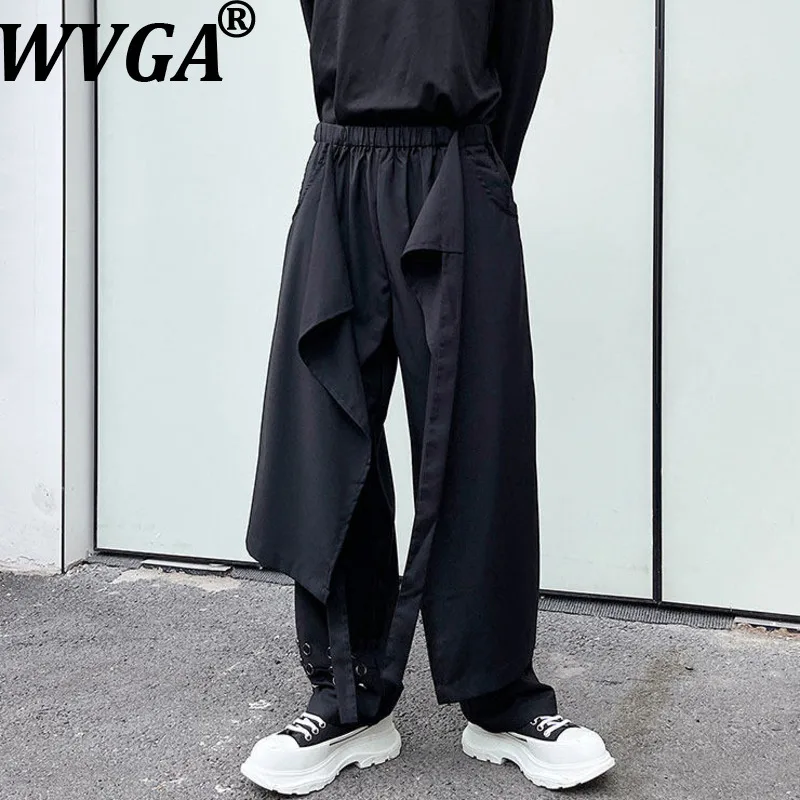 

Новые мужские брюки-юбка WVGA в стиле Ямамото, весна-осень, на шнуровке, свободного прямого кроя, двухслойные, стильные, с подолом юбки, Ins W21567