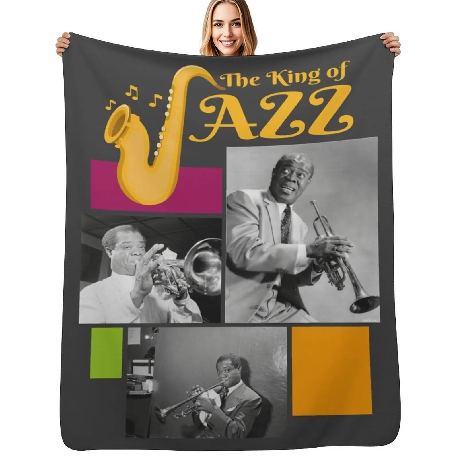 The King of Jazz - Louis Armstrong Throw Blanket Heavy Plaid warm winter Soft Beds Thin Camping Blankets