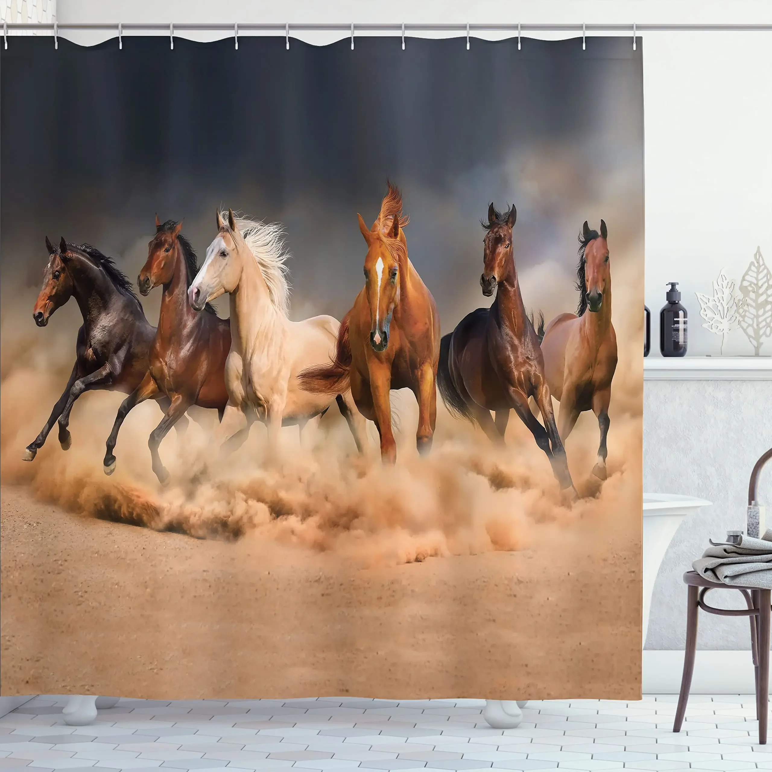 

Занавеска для душа Galloping Horse, занавеска для ванны с дикими животными, беговые лошади, узор, срезы для ванной комнаты, декор для киоска, ванны