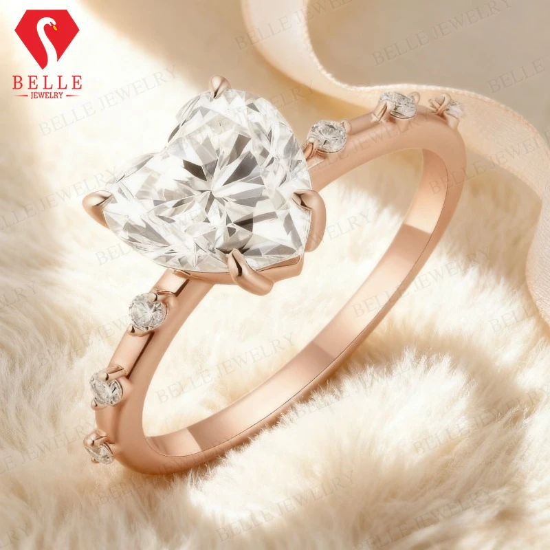 

Кольцо с муассанитом в форме сердца 3 карата, четыре зубца, блестящие роскошные женские украшения премиум-класса для помолвки, сезонный подарок-подарок