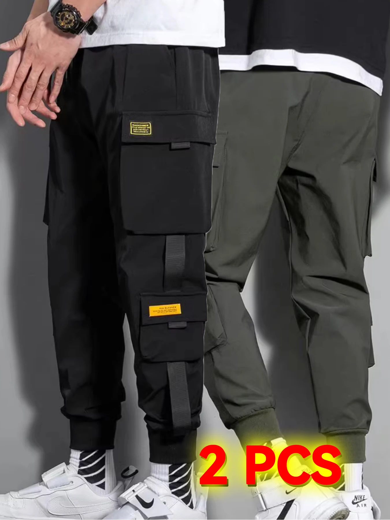 

Joggers Ice Silk Pants Tactical Pants Men Jogger Man Gym Men's Cropped Trousers Sport Sweatshirt Big Size Korean Popular Clothes