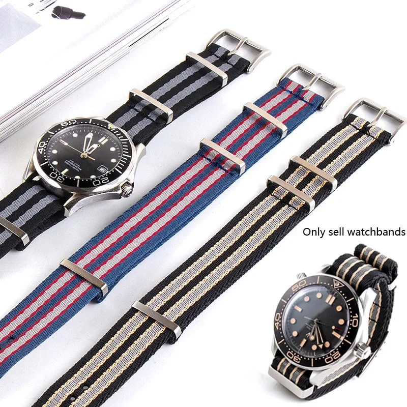 High Quality Nylon Watchbands for Omega Seamaster DIVER 300M Speedmaster 007 Commander Soft Canvas Fabric Watch Strap New