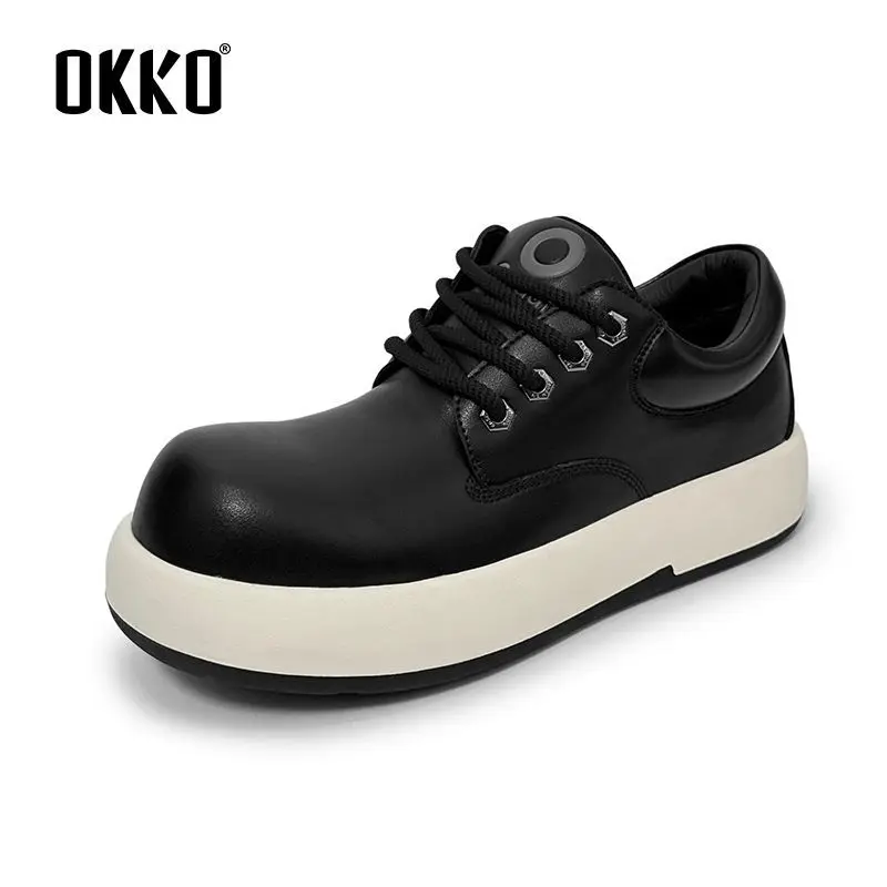 2025 أزياء الرجال القبيح لطيف كبير مصقول وقديم براون جلد غير رسمي المرأة الارتفاع زيادة أحذية بوت قصيرة