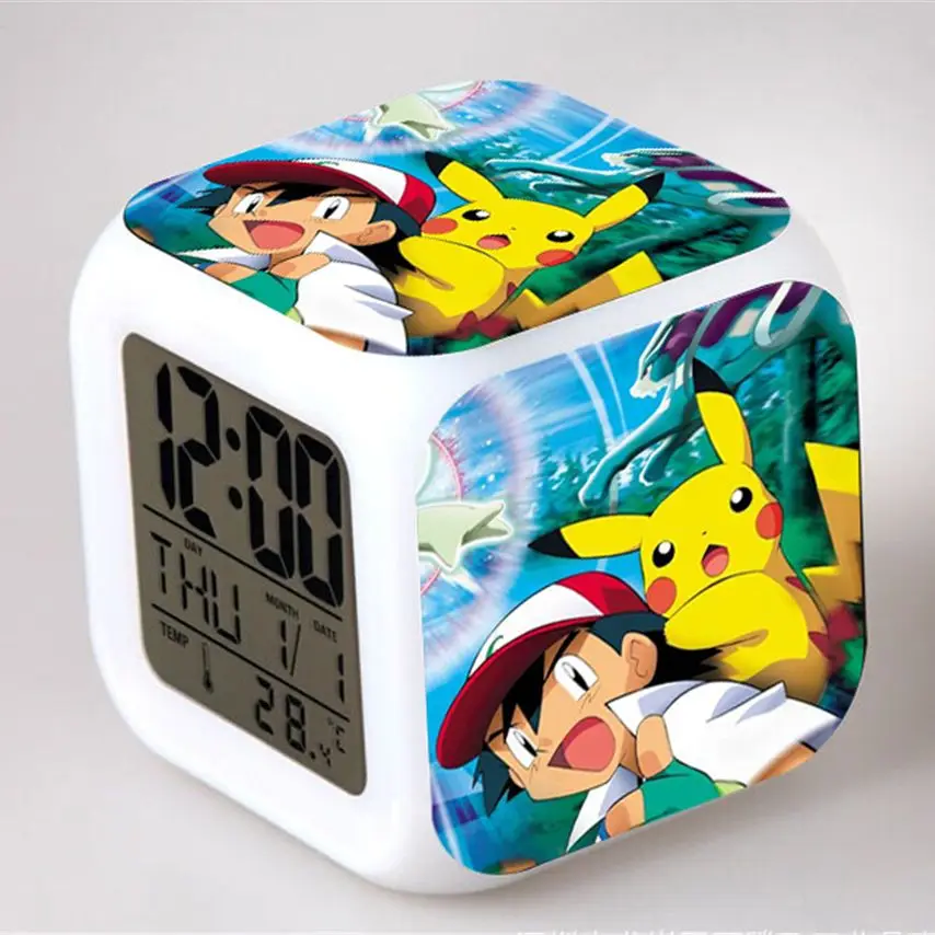 Anime Pokemon sveglie Pikachu Bulbasaur Charmander Charizard Squirtle Psyduck Gengar Eevee Mewtwo Clock Figure Toys Doll