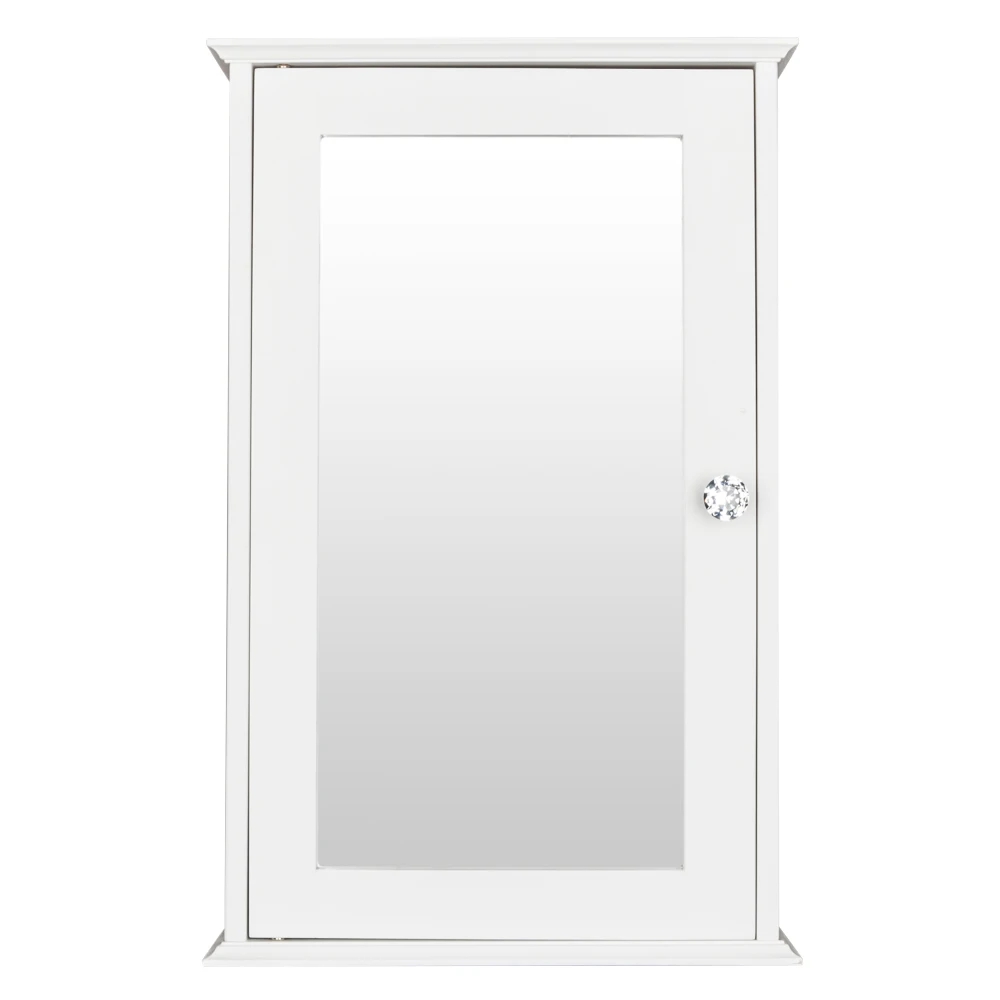 Single Door Mirror Indoor Bathroom Wall Mounted Cabinet Shelf White