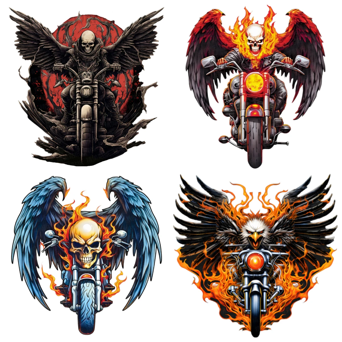 

Flame Skull Rider Sticker - Stylish Personalized Scratch Cover, Waterproof Decor for Bathroom Walls & Luggage