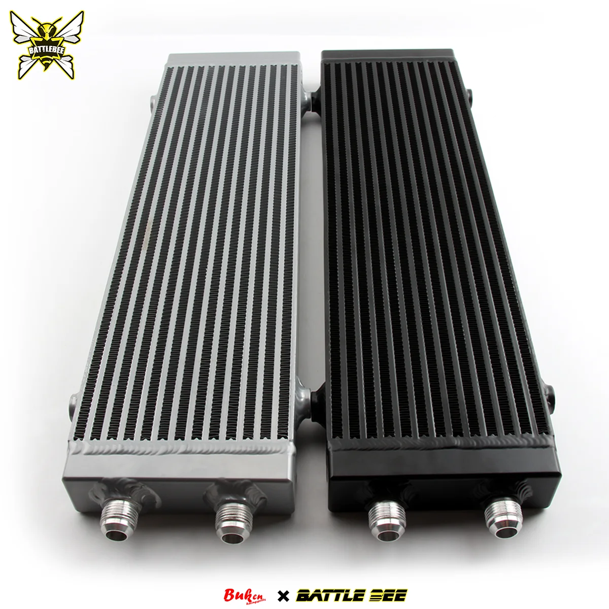 1Unit BATTLEBEE Universal Auto Radiator Dual Pass Design Alloy Aluminum 18.5x5.5x1.58 Inches Black/Silver New Professional Test