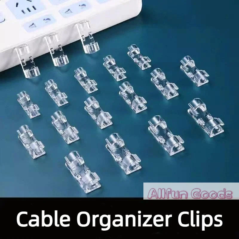 [TG835]20 PCS Transparent Self Adhesive Cable Clips Strong Adhesion Easy Installation For Home Office Cable Organization