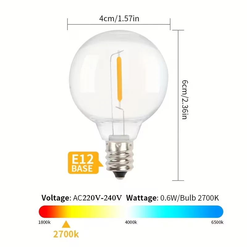 8M/24M/45M Outdoor Garten Lichterketten G40LED Bruchsichere Glühbirne IP44Fairy Lampe 2700K Hochzeit Weihnachten party Decor Girlande Lampe – Detail 7