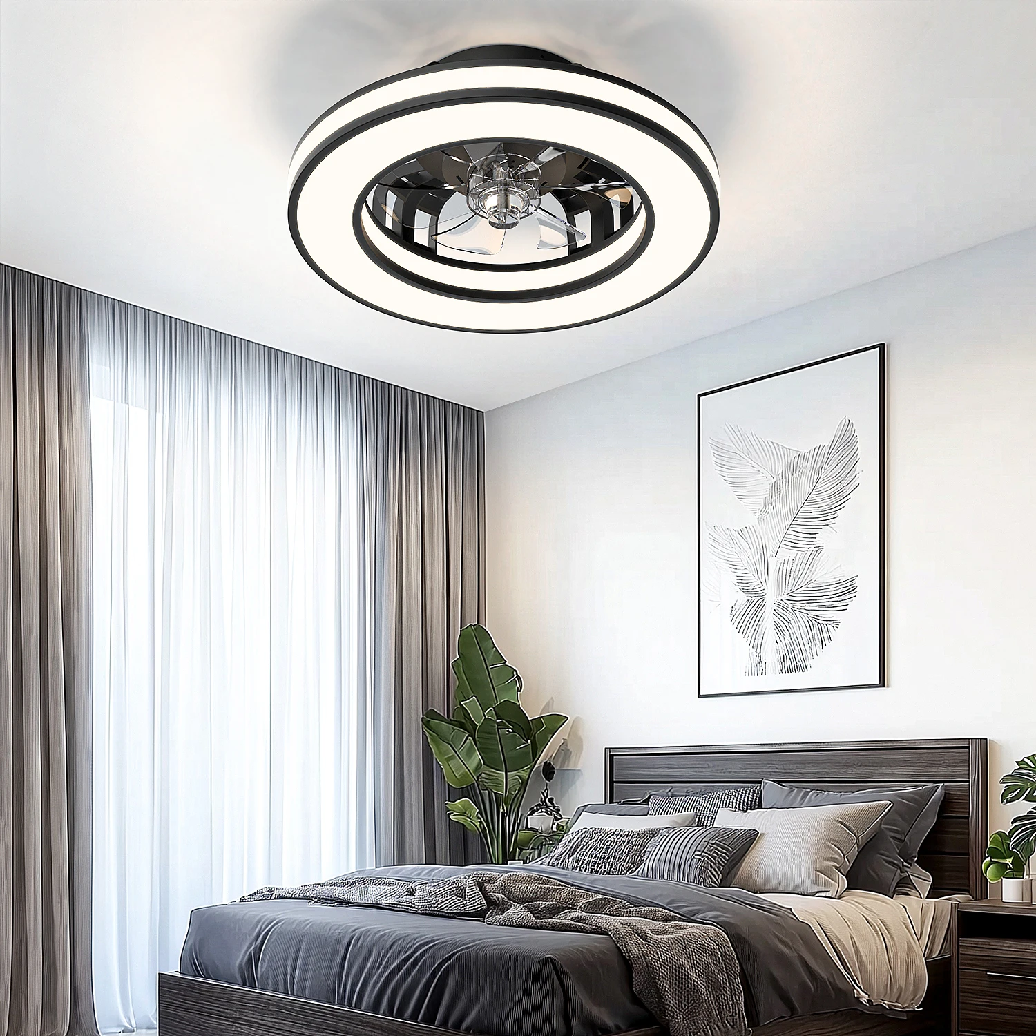 16 Inch LED Ceiling Fan Light with Remote Control  Infinite Dimming 6 Levels of Wind Speed ​​Living Room Bedroom Chandelier Fan