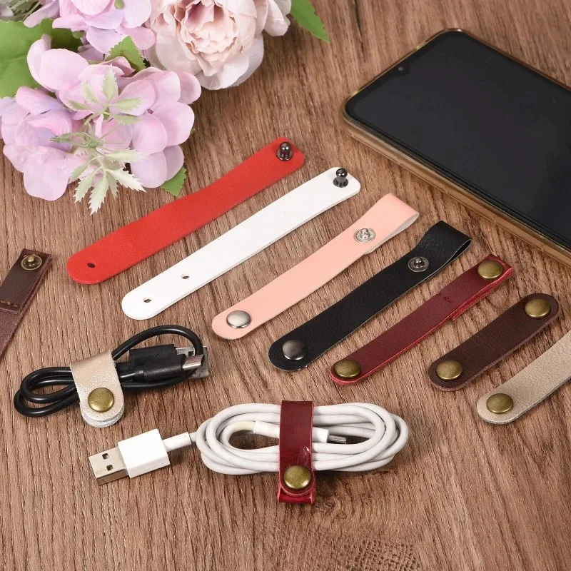 2026New Leather Cable Straps Cable Tie Wraps Cord Management Holder Keeper Cord Organizer for USB Cables Headphone Wires