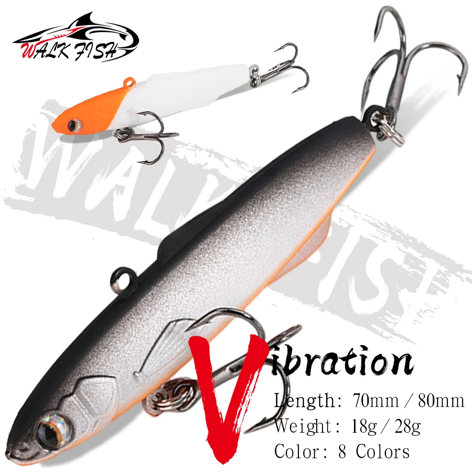 WALK FISH 1PCS Silicone Rattlin Lure 18g 28g Vibs Pesca Fishing Spinning Lure Vibration Balance Ice Madness Shiriten Baguette