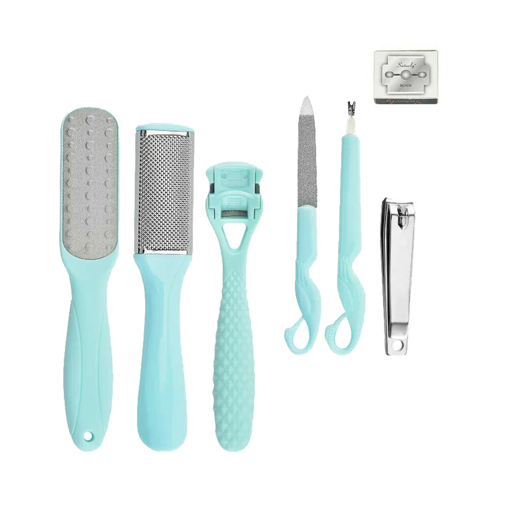 1 ensemble Kit de pédicure dissolvant de peau morte dissolvant de callosités bleu ciel outils de soins des pieds pieds lisses enlever le vernis à ongles