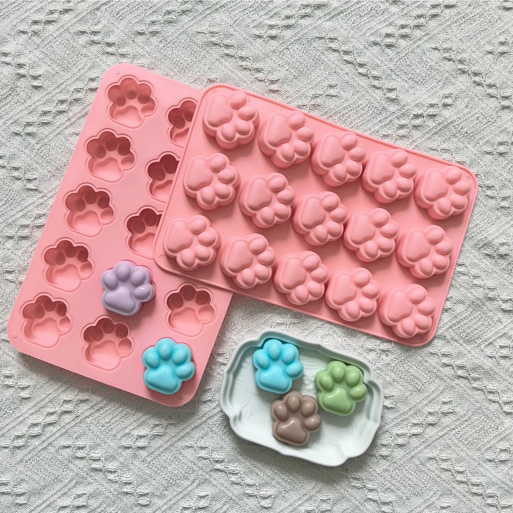 1pc Creative cat paw shaped chocolate biscuit baking silicone mold DIY chocolate, candy, pudding, biscuit, ice tray view 2