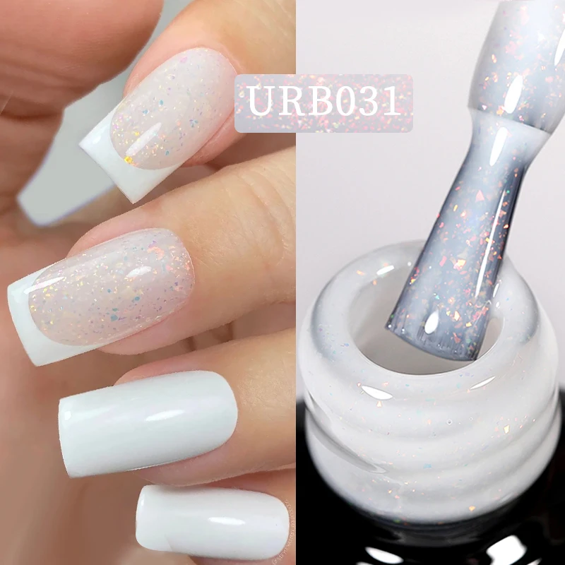 UR SUGAR 7ml Milky Jelly White Glitter Rubber Base Gel Polish Pink Nude Color Soak Off UV LED Self-leveling Gel Varnish Manicure