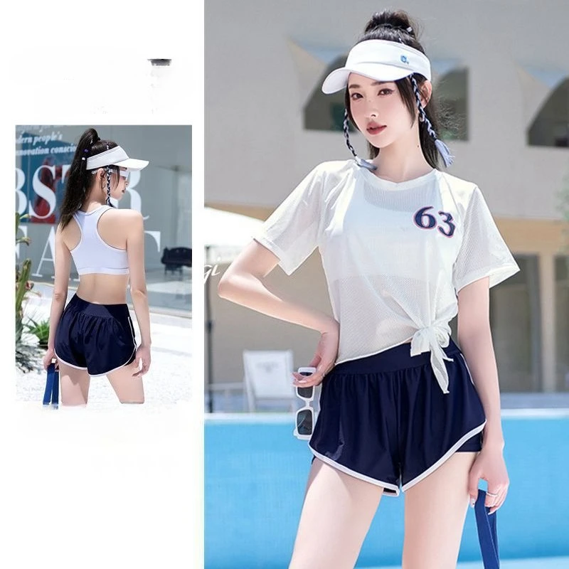 New High-end Split Swimsuit with Sports Style and Flat Angle Pants for Slimming and Vacation Swimsuits Cross-border