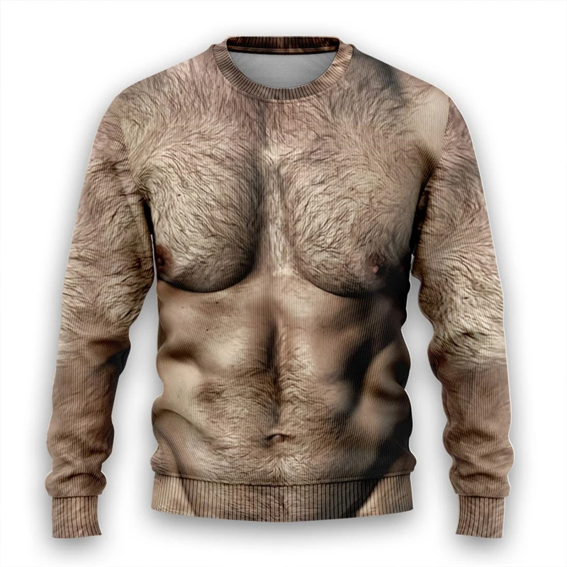 Fake Abs 3D Printed Sweatshirts For Men Hip Hop Man Streetwear Gym Sport Pullovers Chest Six Shredded Muscle Cosplay Tracksuit