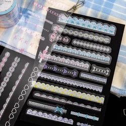 Mr. Paper, 4 Styles, 200cm/roll, PET Lace Bow Long Transparent Tape, Scrapbook Card Handmade Collage Decorative Sticker Tape