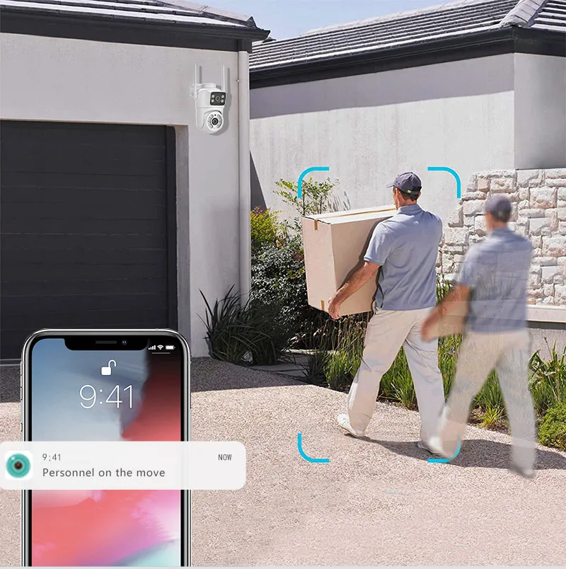 6MP WiFi Camera PTZ Dual Screens Auto Tracking Night Vision CCTV Surveillance Camera Outdoor 4MP Security IP Camera icsee