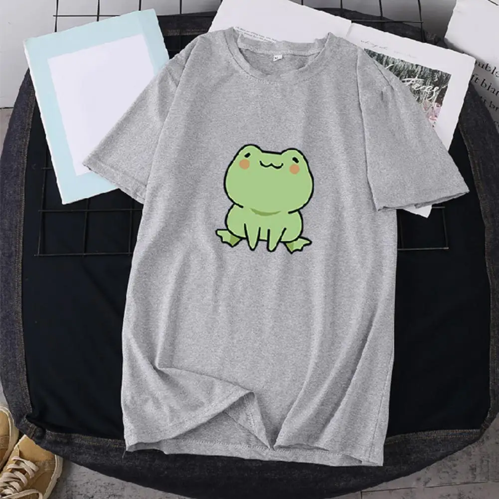 Women T-shirt Cartoon Easy Wear Polyester Short Sleeve Frog-Pullover Top Cute T-shirts Short Sleeve Oversized T-shirt for Summer