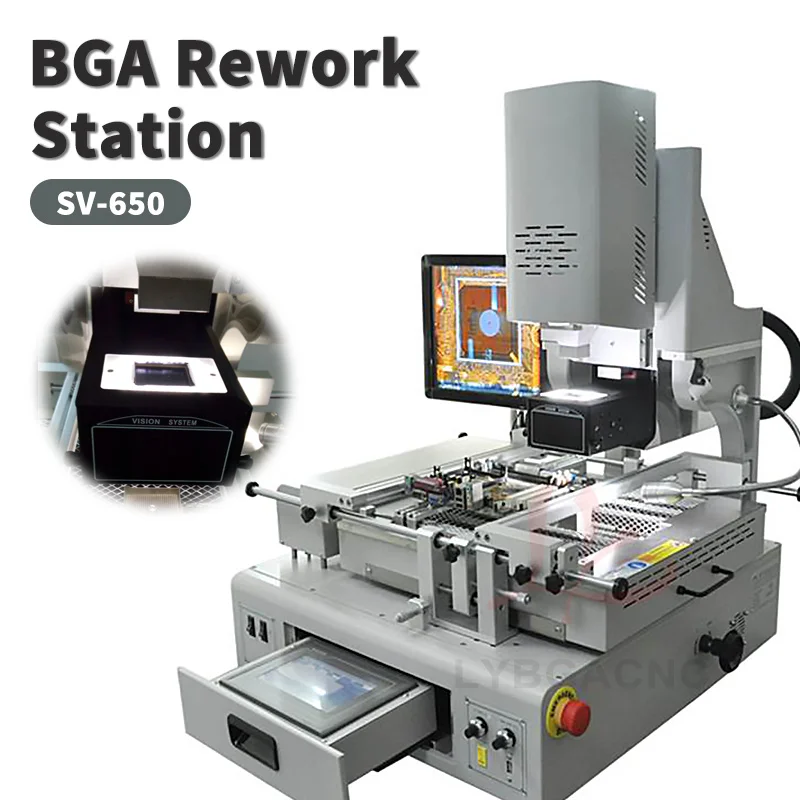 BGA Rework Station RW-SV-650 For Computer Server Reworking High-End Circuit Board 3 Heaters High-Definition LCD Monitor 220V
