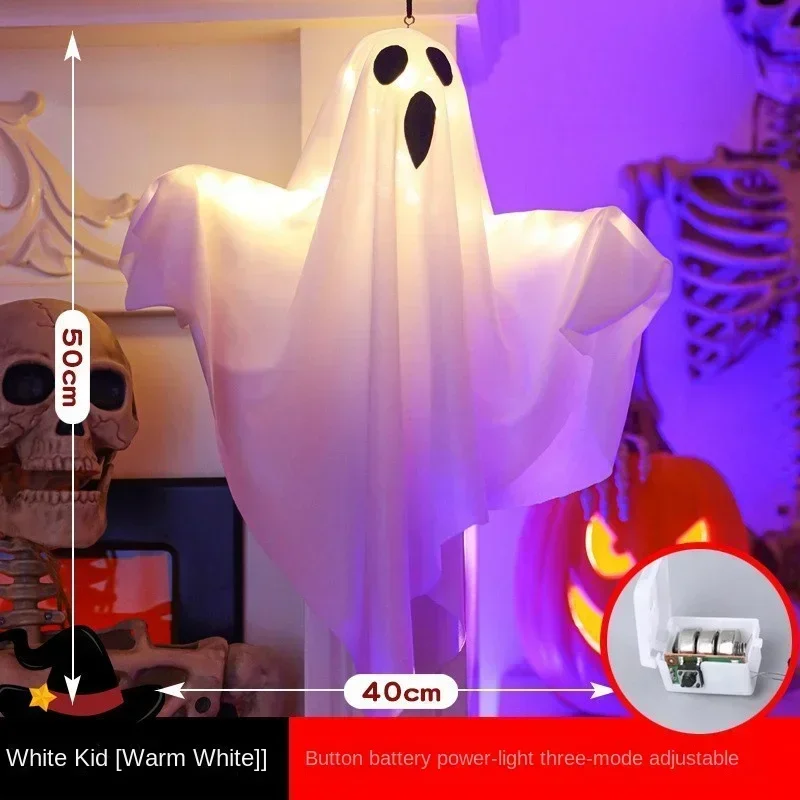 Halloween Gloeiende Witte Spook LED Hangende Spoken Horror Rekwisieten met Fairy Light Indoor Outdoor Spookhuis Halloween Decoratie