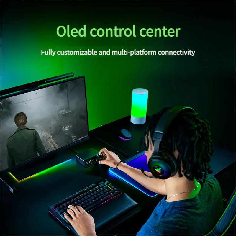 سماعة الألعاب اللاسلكية Razer Kraken V4 Pro 2.4 جيجا هرتز سماعة لاسلكية تعمل بالبلوتوث USB 3.5 ملم ميكروفون واسع النطاق للغاية لأجهزة الكمبيوتر الشخصية وأجهزة Mac وPS5 والهواتف الذكية