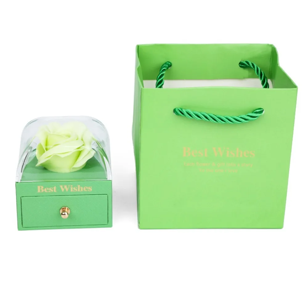 Paper Rose Jewelry Box Macaron Color Series Artificial Rose Decor Jewelry Storage Case Sponge Core Flower Shaped