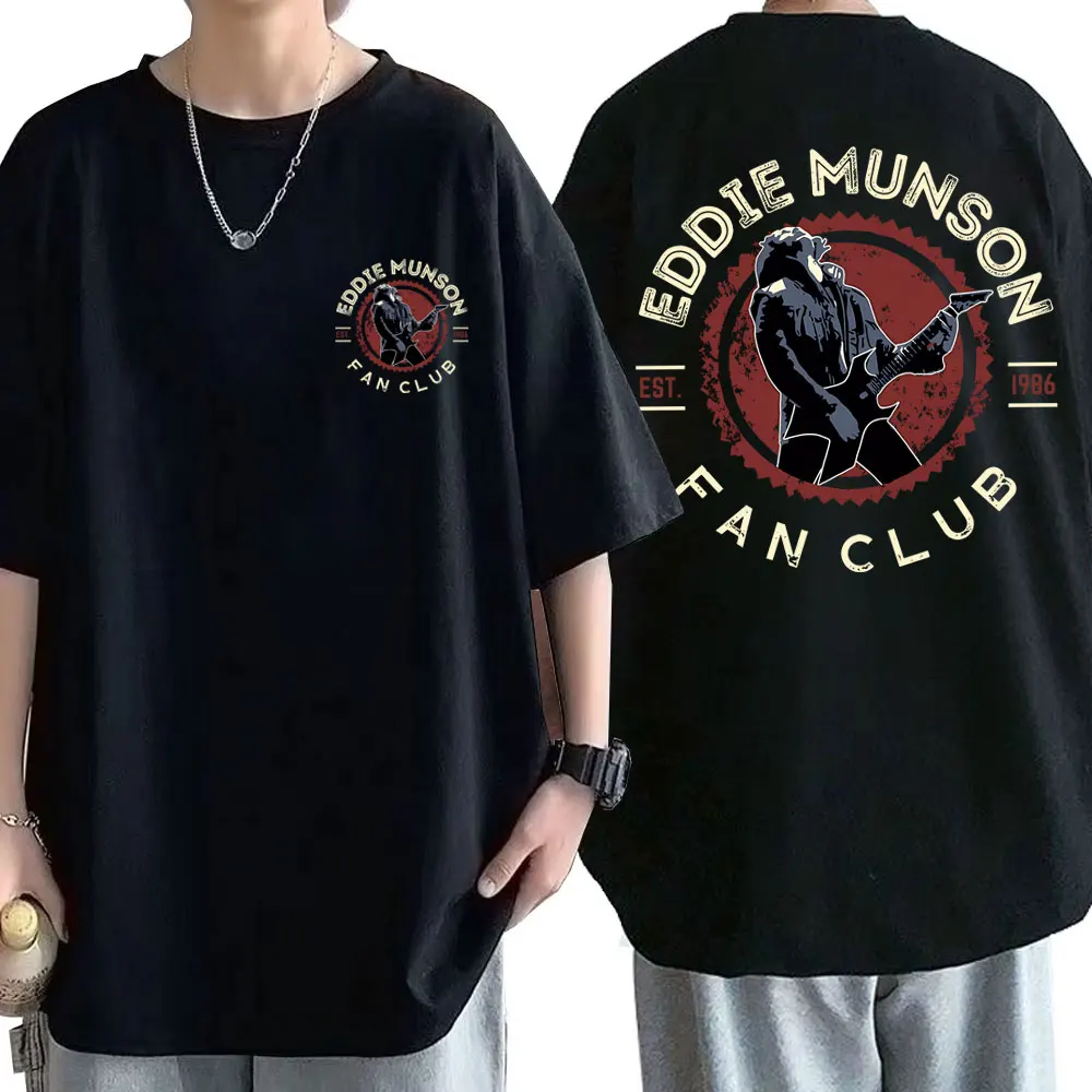 Vintage Eddie Munson Fan Club 1986 T Shirts The Demogorgon Cannibal Flower Monster T-shirts Men's Pure Cotton Oversized T-shirt