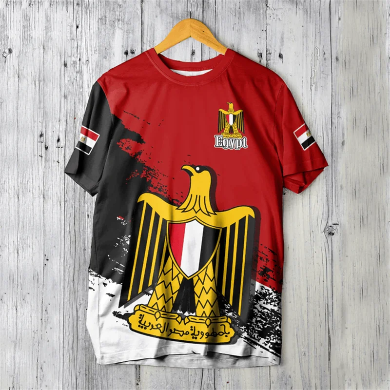 Egypt Flag Men's T-shirt 3D Printed Egyptian EG National Emblem Tops Short Sleeve O-Neck Oversized Sports Tee Shirts Clothing