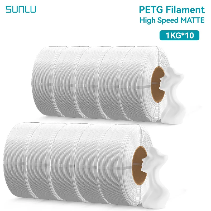 SUNLU 10 kg PLA/PETG/ Hochgeschwindigkeits-Matt-PETG-Filament 1,75 mm 1 kg ohne Tablett 3D-Drucker-Filament für 3D-Drucker, Refll-Filament