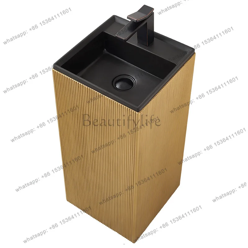 Small apartment square column basin artificial stone floor-to-ceiling integrated column basin hotel project