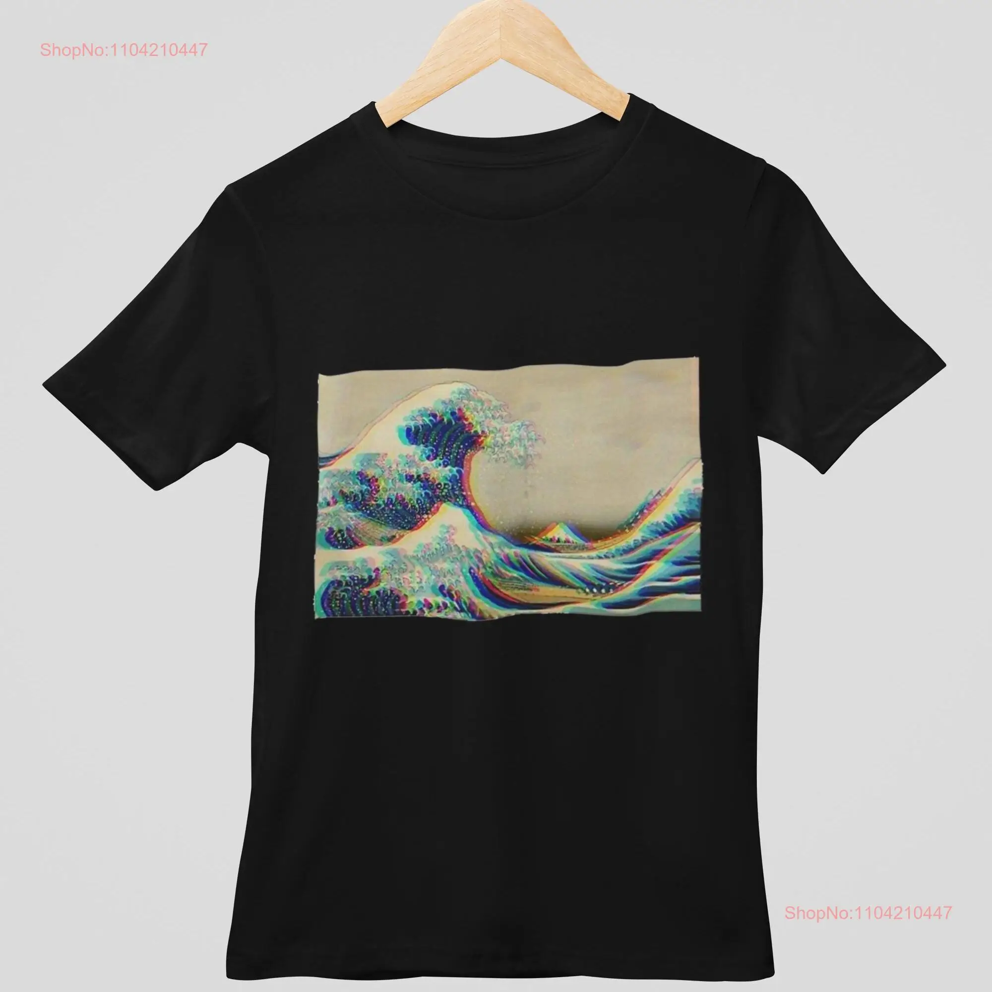 Glitch Art Great Wave T Shirt Aesthetic Japan Inspired Kanagawa Anime Kawaii Manga Lover long or short sleeves