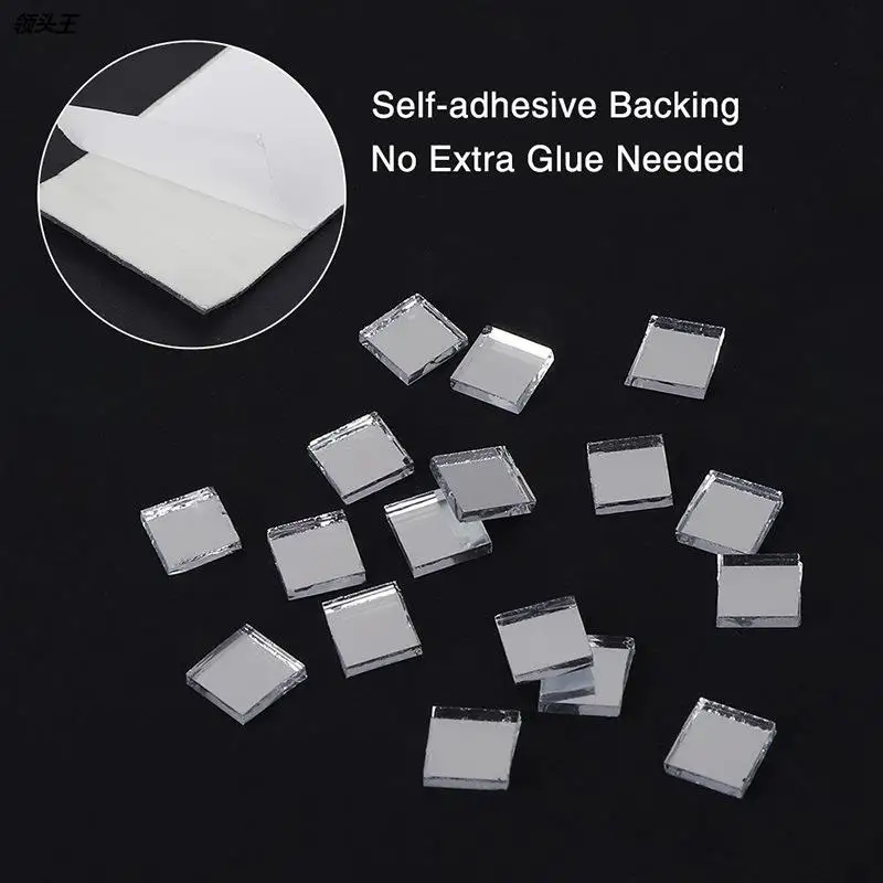 60cm Self-Adhesive Real Glass Craft Mini Square Mirrors Mosaic Tiles Stickers Bathroom DIY Handmade Craft Home Decoration Making