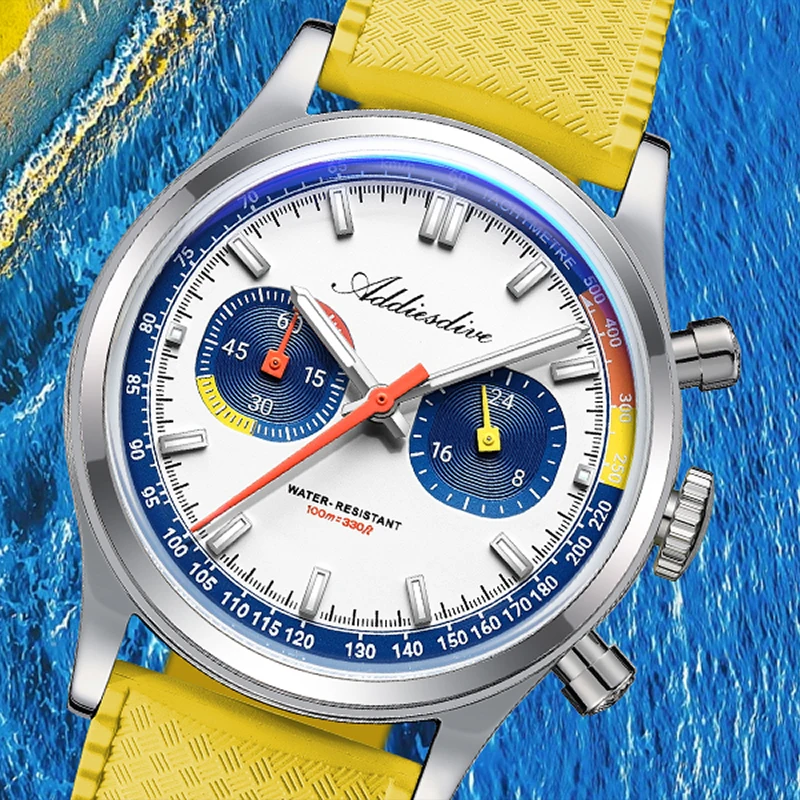 

ADDIESDIVE Men Luxury Quartz Chronograph Watch 38mm 0S21 Stainless Steel BGW9 Luminous 100M Waterproof Sport Wristwatch