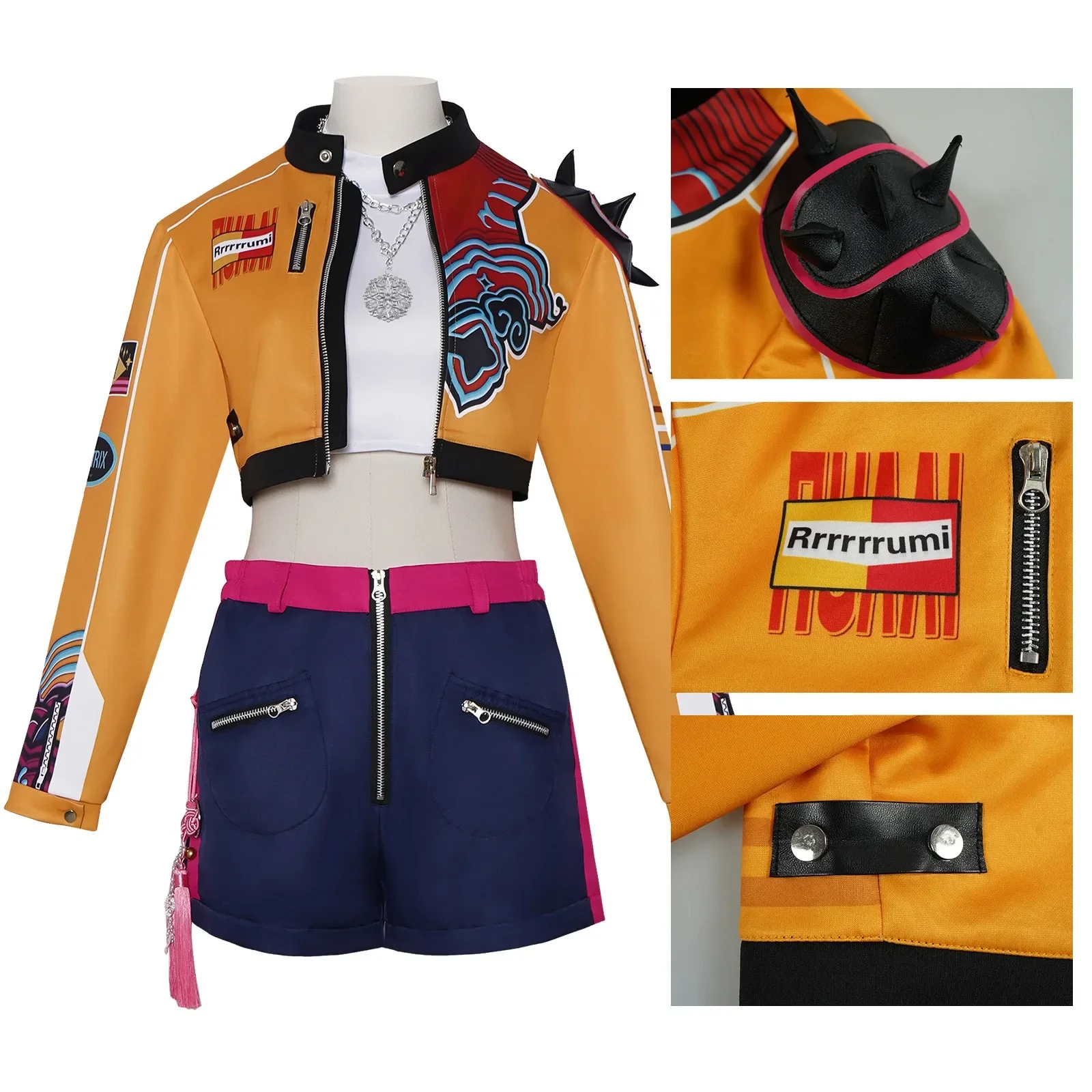 KPop 악마 사냥꾼 루미 코스프레 의상 가발 여성 할로윈 카니발 코믹콘 파티 역할 놀이 의상