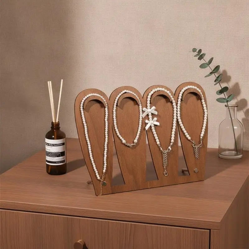 Umweltfreundliches Holz-Schmucktablett, Armband-Organizer, rutschfeste Basis, Präsentationsständer für Halsketten und Ringe, Geschenk für Schmuckliebhaber – Detail 3
