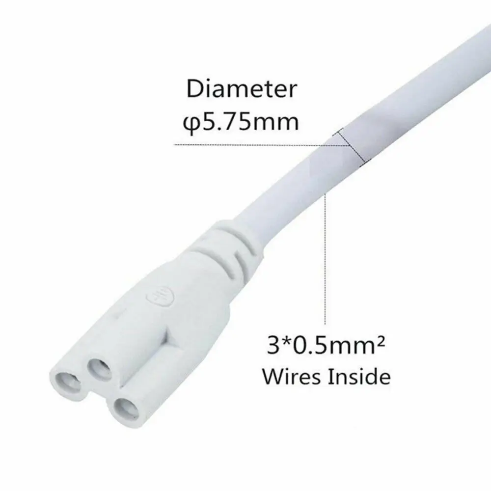 Flexiable Double End 3Pin 30-200cm T8 / T5 Cable Wire Connector For LED Integrated Tube Light Cable & Connectors