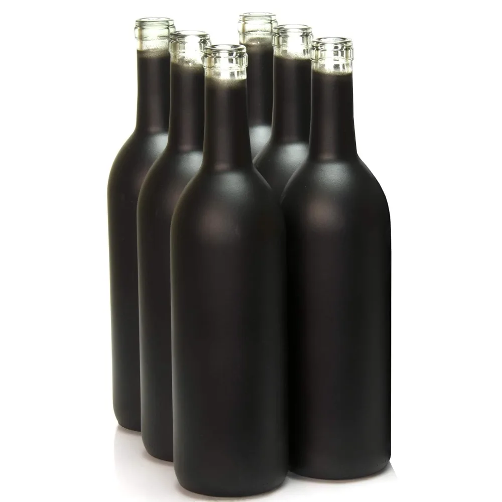

Бутылки для вина из бордоского стекла с плоским дном, 750 мл, с пробковой отделкой, набор из 6 шт., черный матовый дизайн