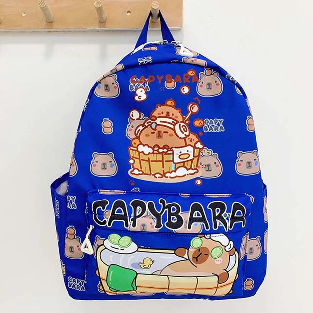 

Утолщенный рюкзак с капибарой, широкие ремни, легкий рюкзак с мультяшными животными, складной нейлоновый школьный рюкзак большой вместимости, подарки