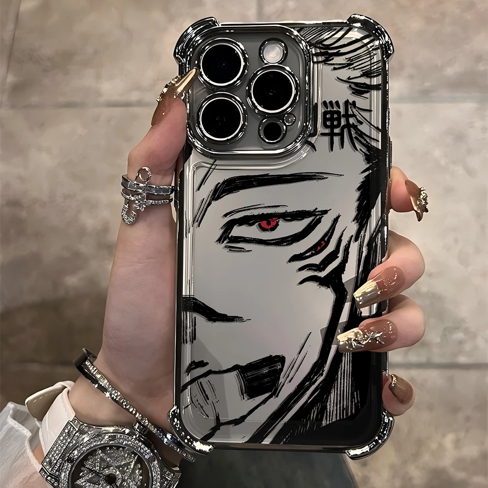 Jujutsu Kaisen Gojo Satoru New Plating Case For Xiaomi Redmi 13C 14C 12C 10C 9A K50 Note 13 12 11 10 4G 5G Shockproof Anti Fall