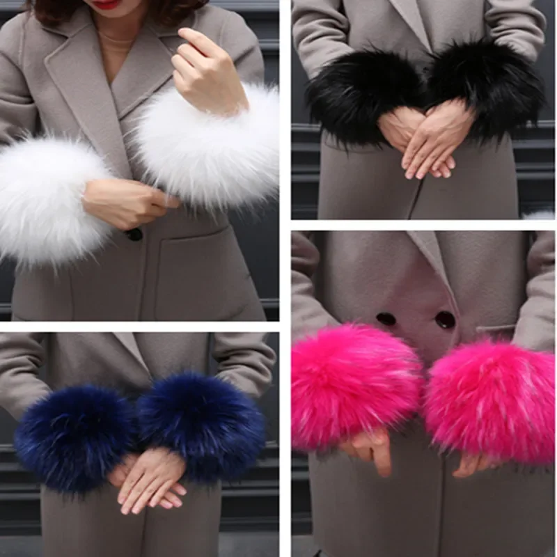 Fur Cuffs for Women, Arm Sleeve, Warmer Lady Bracelet, Wristband Glove, Women's Coat, Wrist, Furry, Warm