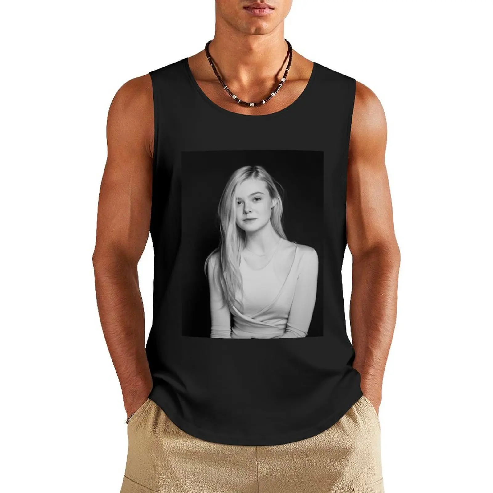 

Elle Fanning Tank Top Men sleeveless tee running shirt underwear