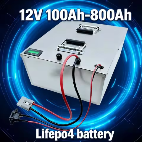12V 80Ah-600Ah LiFePO4 Battery Deep Cycle with BMS Rechargeable Lithium Iron Phosphate Battery for 1200W Off-Grid Solar Syst