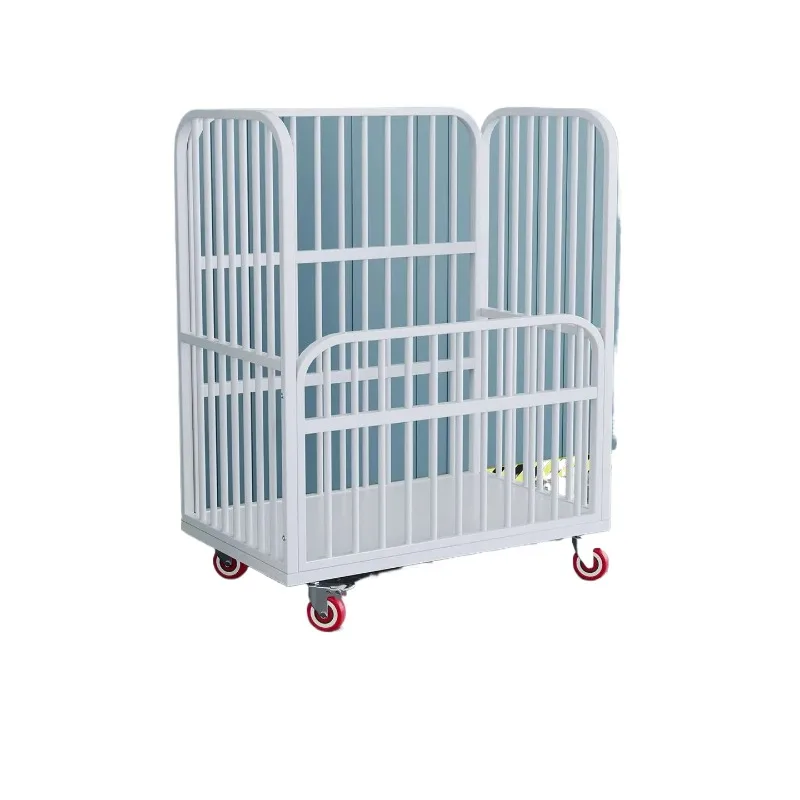 Fabric Trolley – Stainless Steel High-Fence Industrial Material Transfer Cart with Wheels for Garment Factory