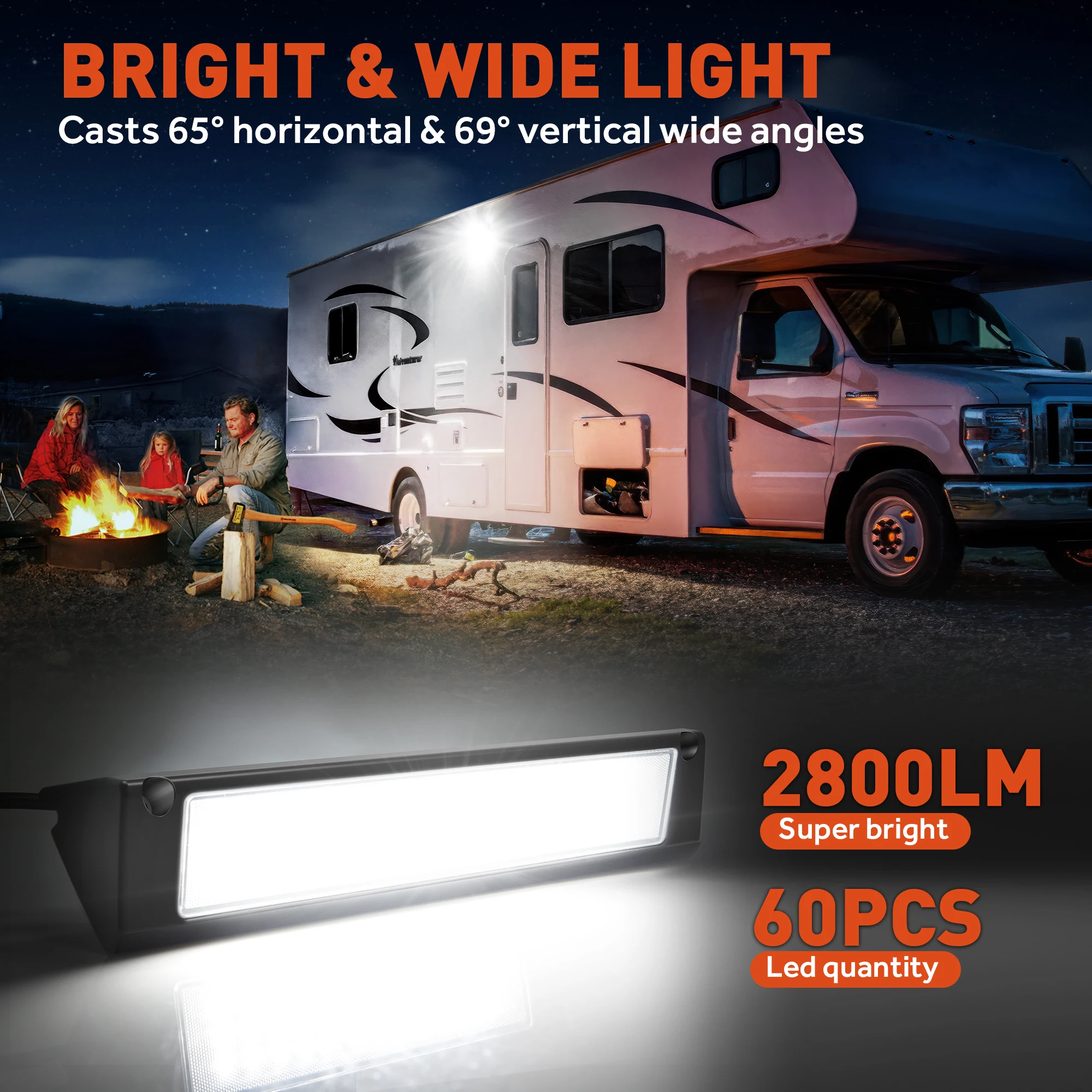 

LED RV Exterior Porch Utility Light Waterproof 10-30V DC Low Current 13" Lighting Fixture 90W 2800LM for RV, Trailer, Camper